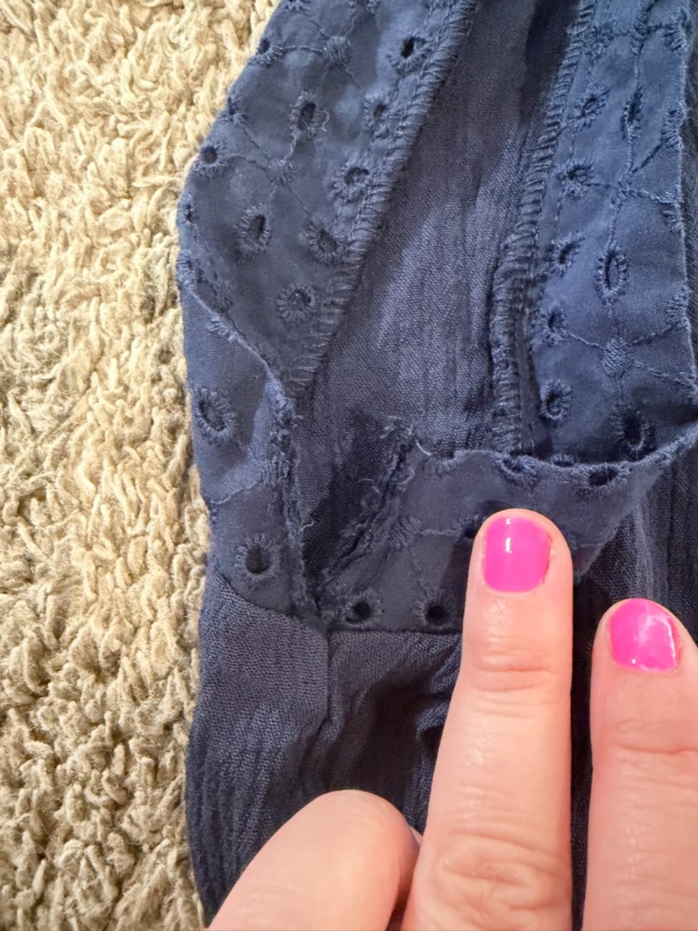 Style & Co. Womens Plus Eyelet Tie Waist Maxi Dress Navy Size 2X - Picture 6 of 8